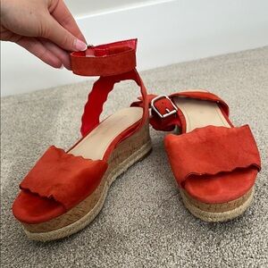 Marc Fisher Red Espadrille Platform Sandals